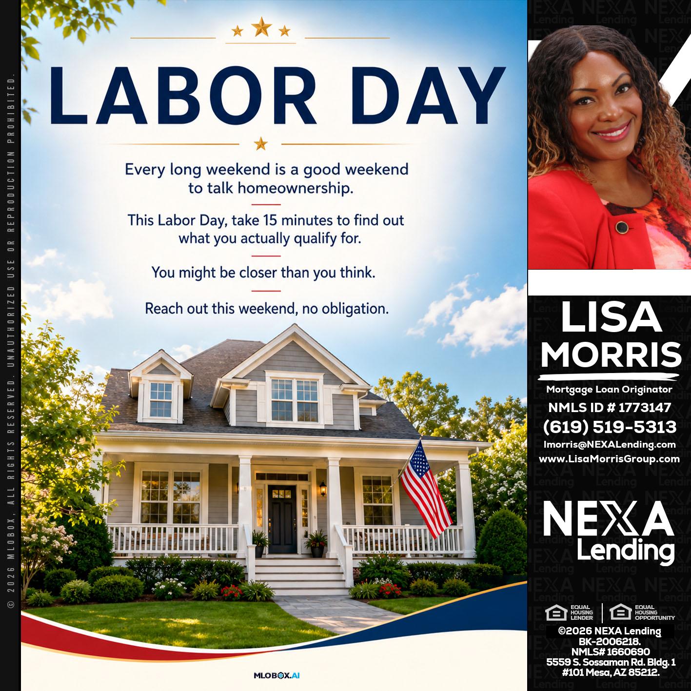 LABOR DAY - Lisa Morris -Mortgage Loan Officer