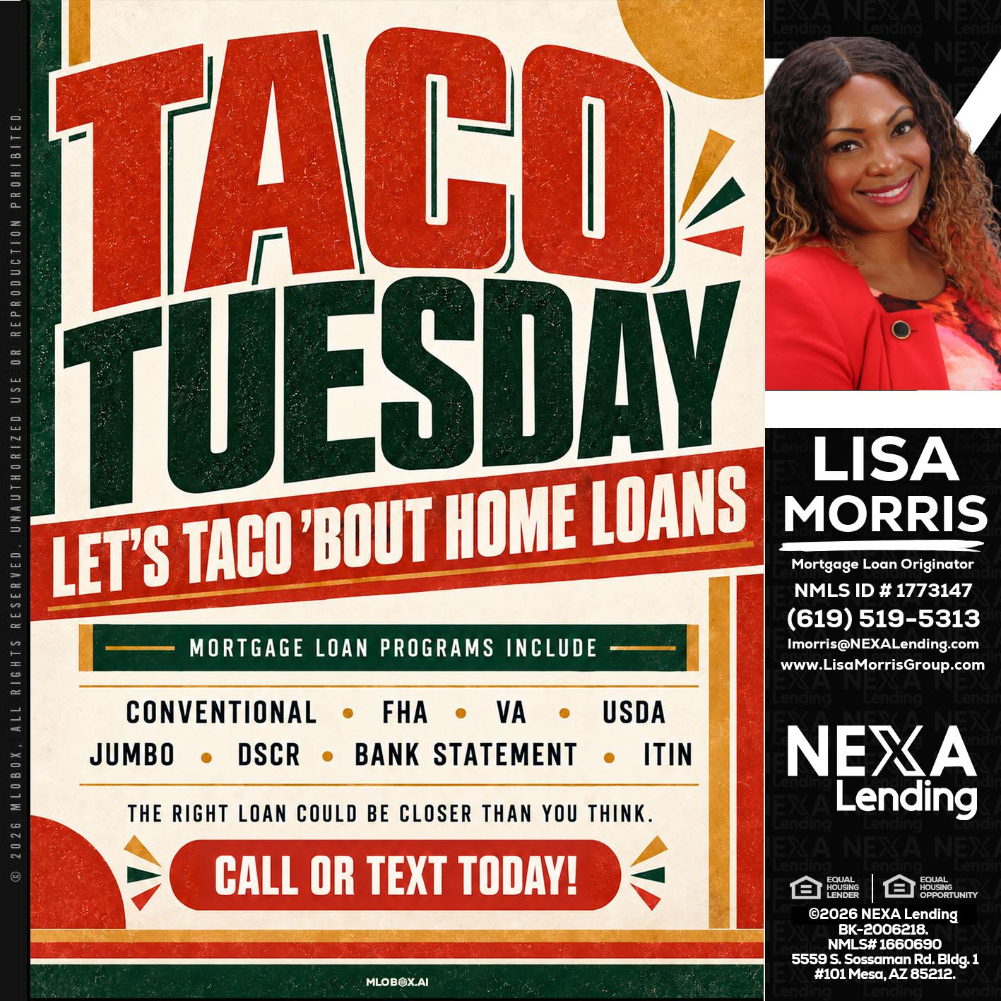 TACO TUESDAY - Lisa Morris -Mortgage Loan Officer