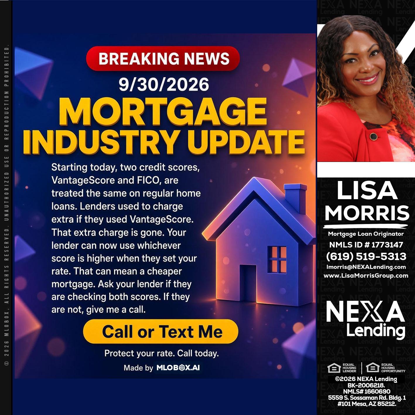 BREAKING NEWS - Lisa Morris -Mortgage Loan Officer