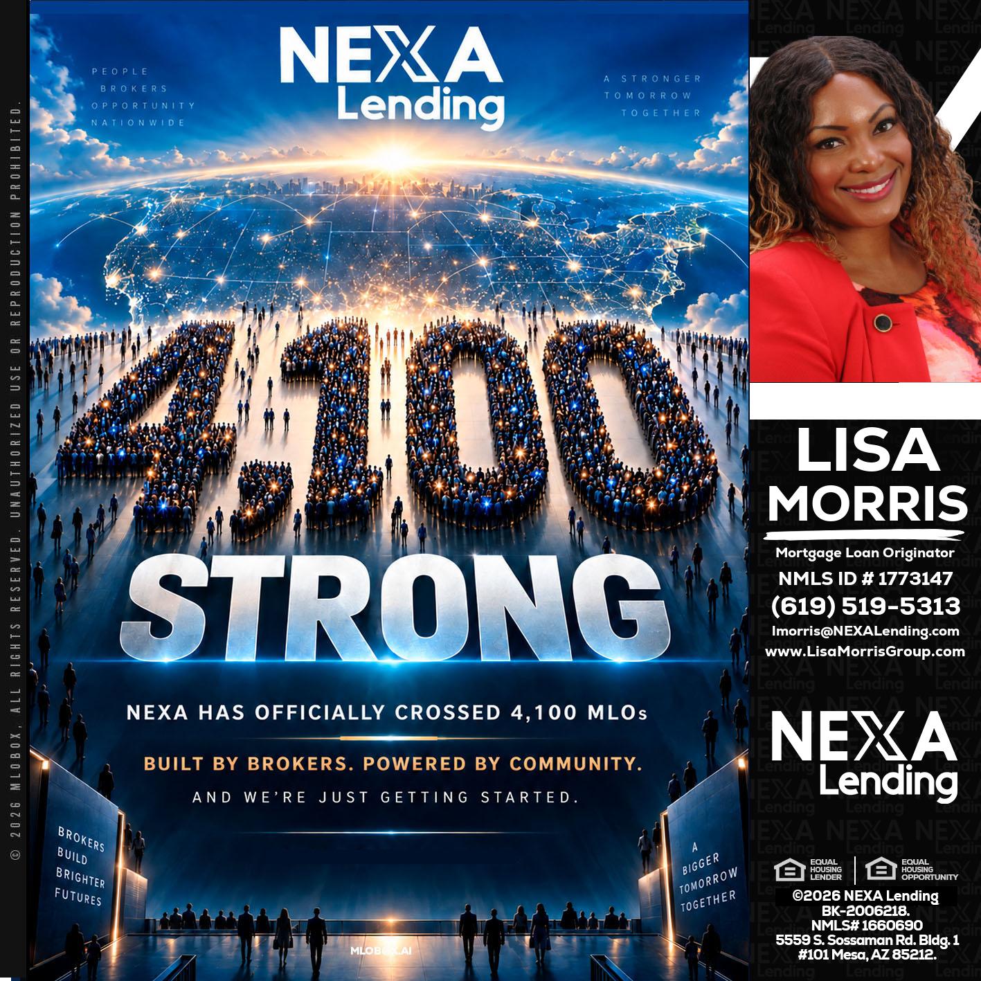 4,100 MLOs - Lisa Morris -Mortgage Loan Officer