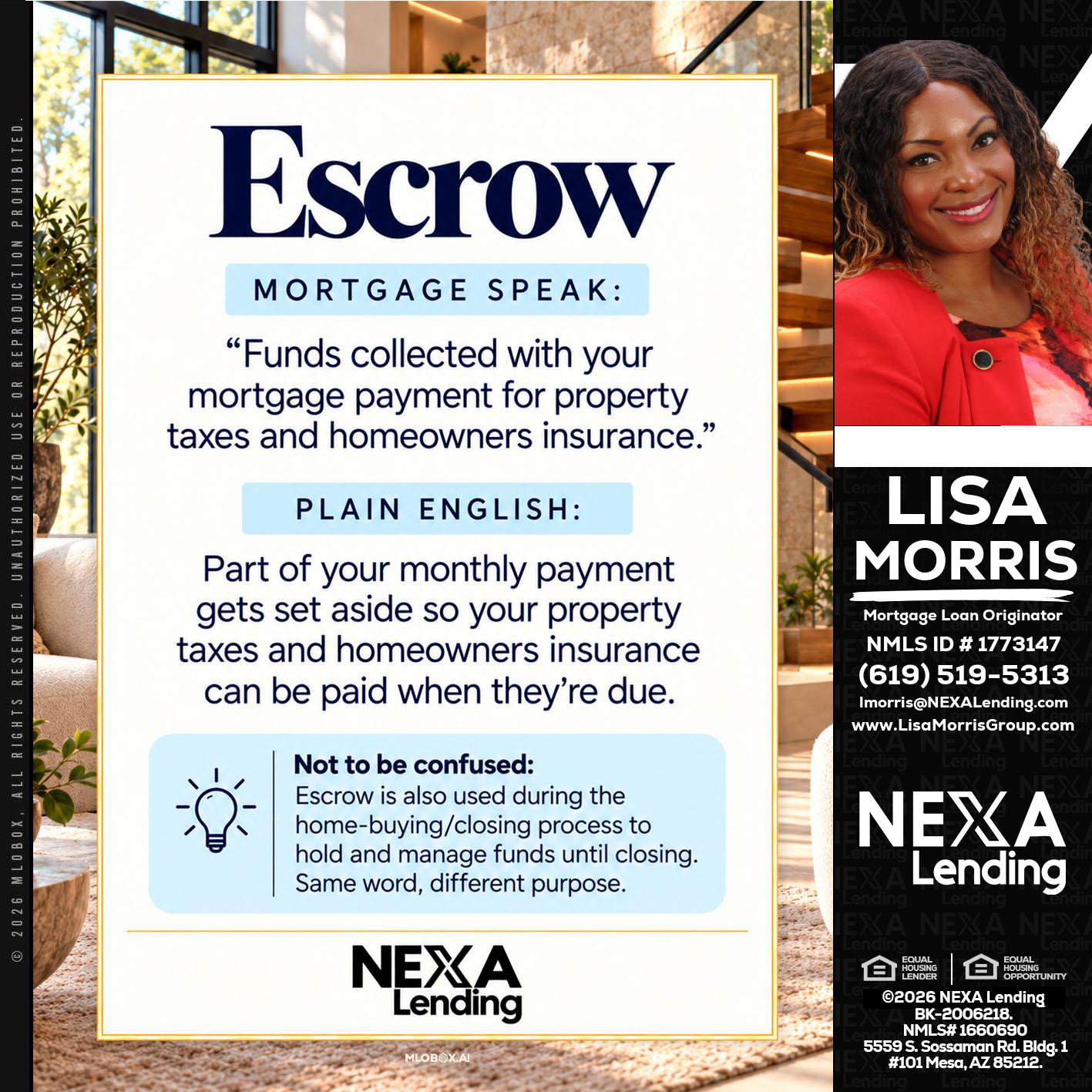 ESCROW - Lisa Morris -Mortgage Loan Officer