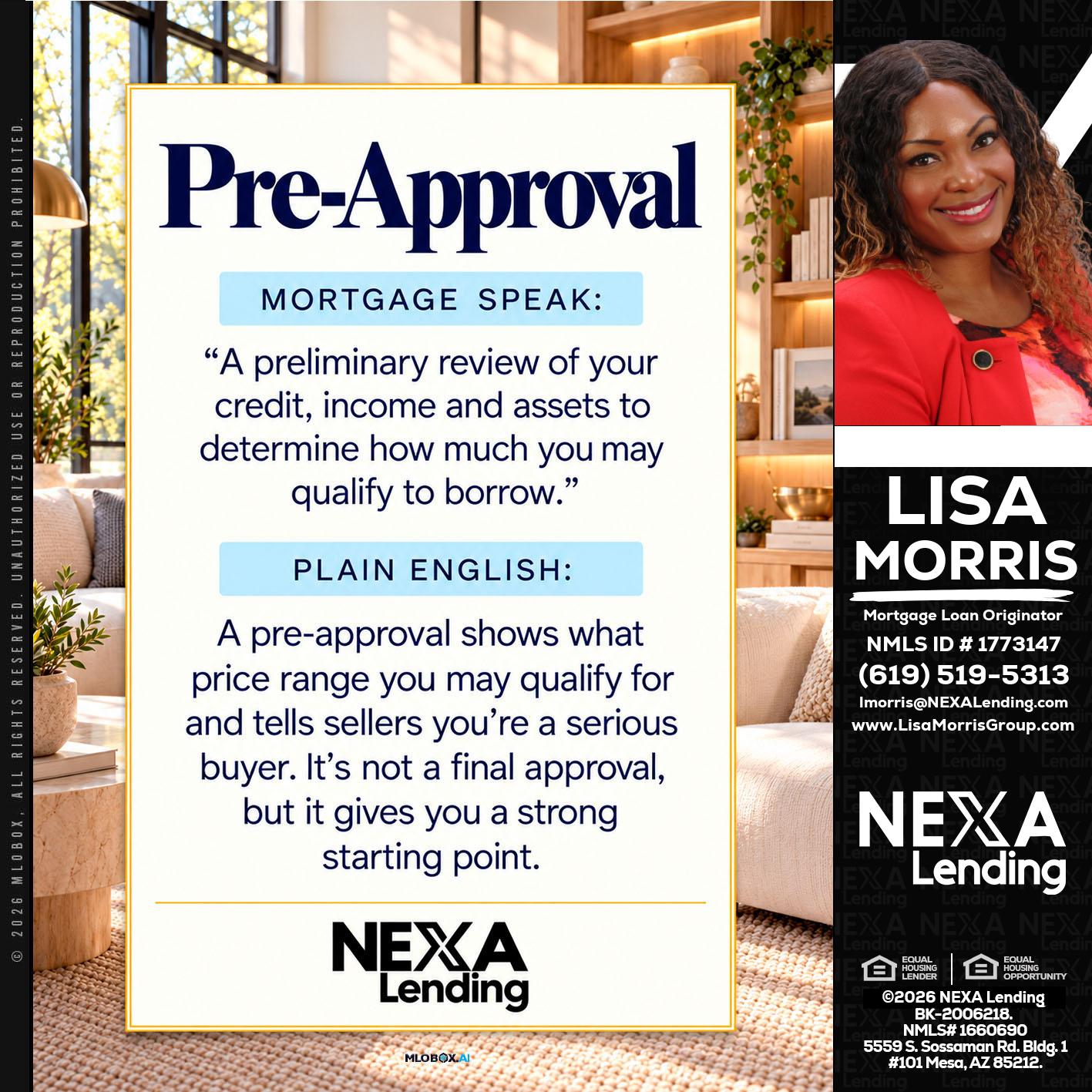 PREAPROVAL - Lisa Morris -Mortgage Loan Officer