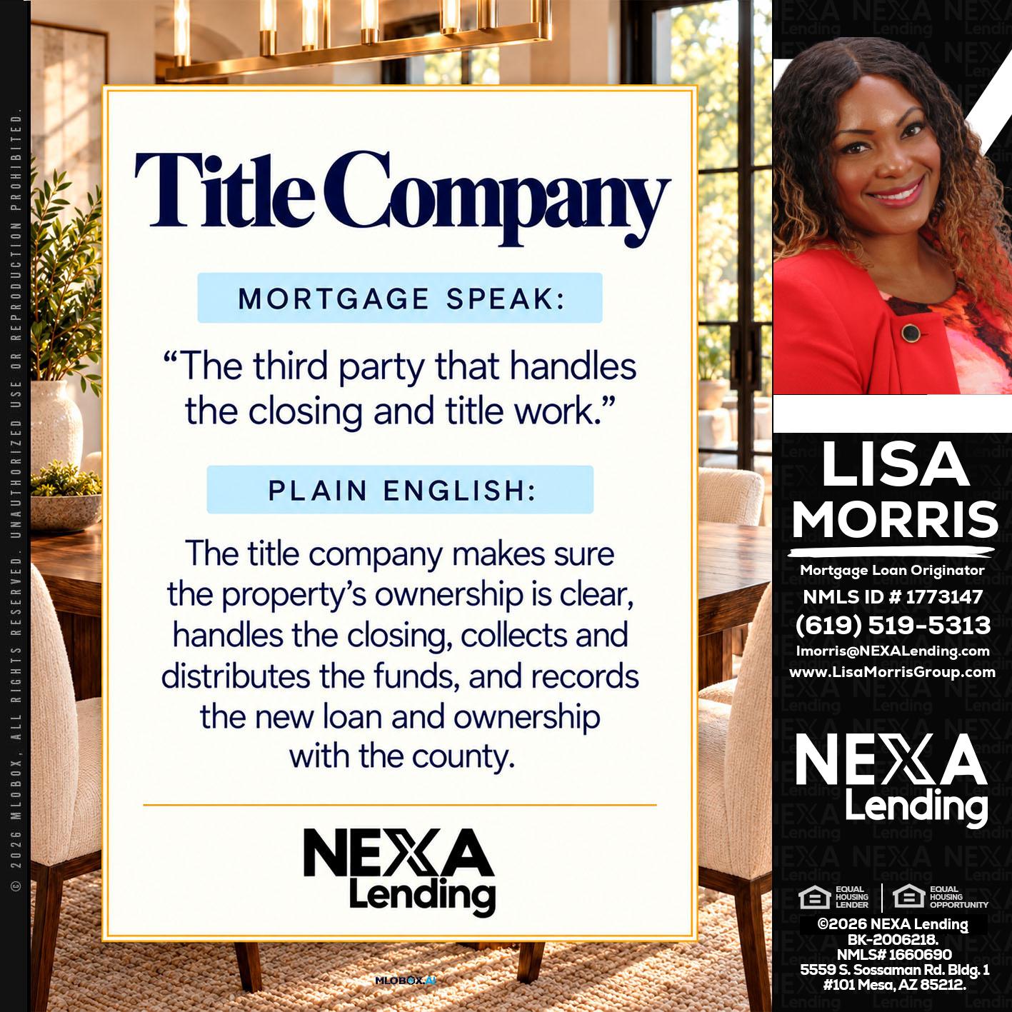TITLE COMPANY - Lisa Morris -Mortgage Loan Officer