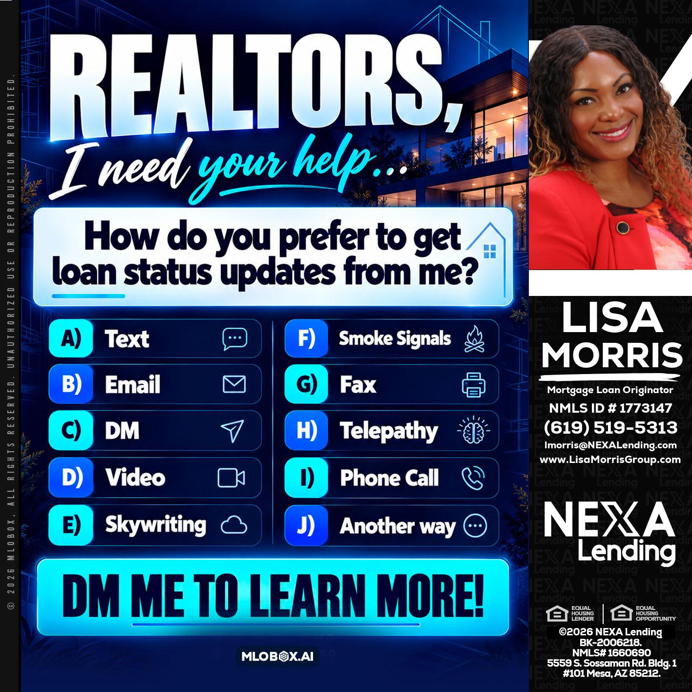 REALTORS - Lisa Morris -Mortgage Loan Officer