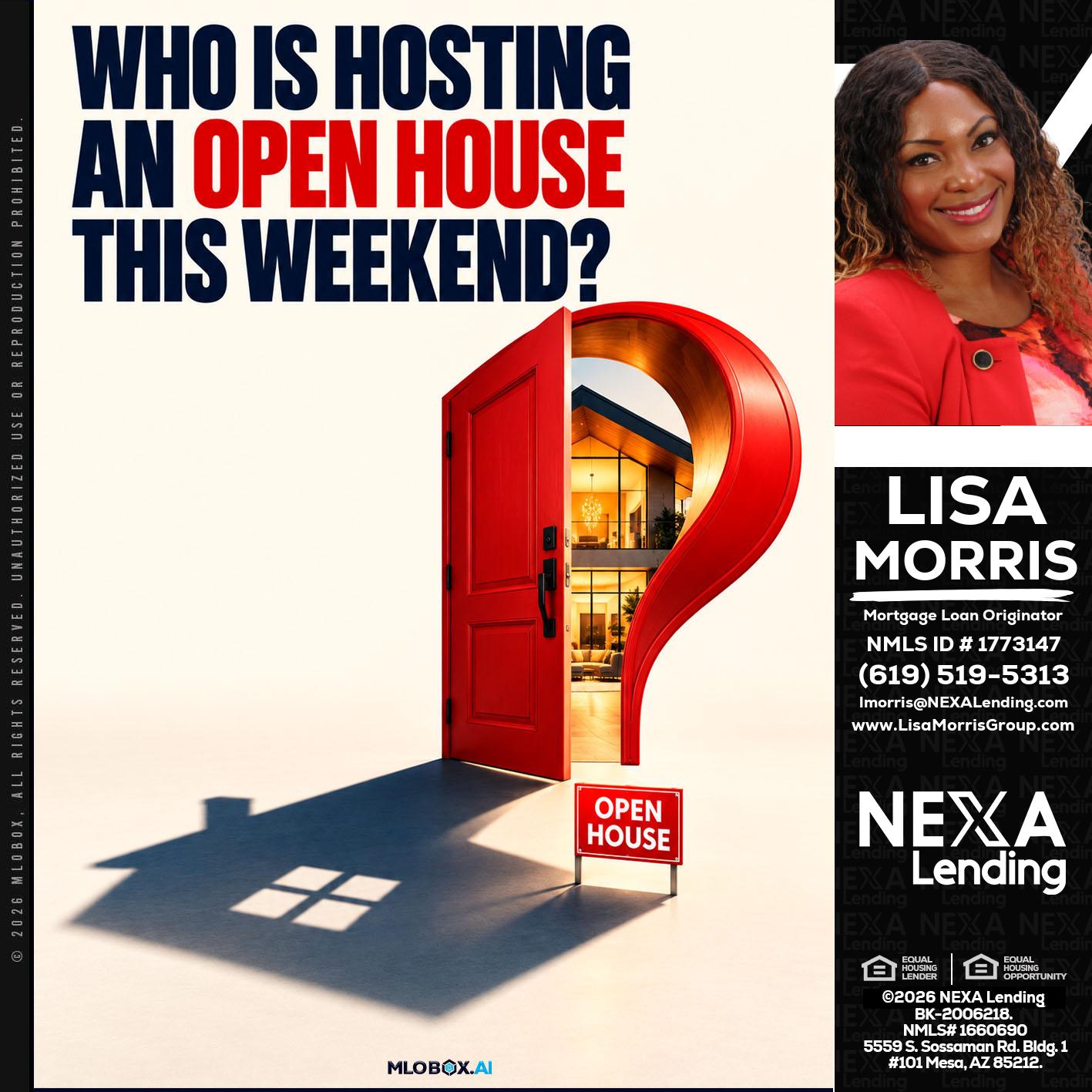 who is hosting - Lisa Morris -Mortgage Loan Officer